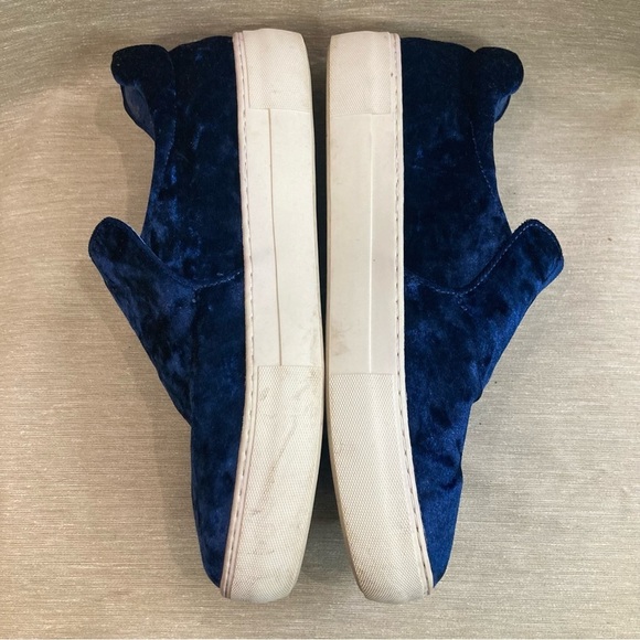 J/SLIDES Sz 10 Acer Blue Crushed Velvet Slip On Slides Sneaker Rubber Sole Shoes - Picture 6 of 10